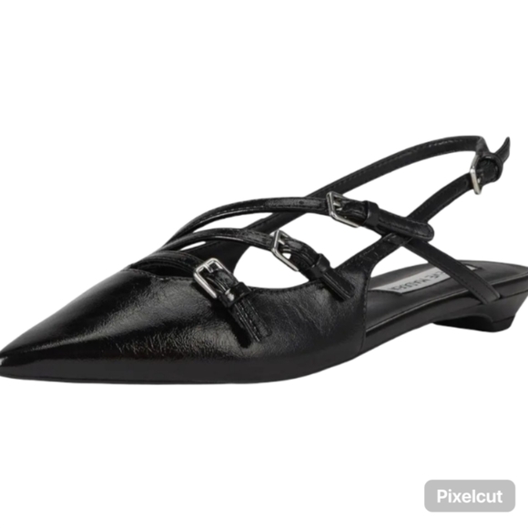 Steve Madden Peony Black Pointed Toe Strappy Slingback Flats Size 8 - Brand New! - Picture 7 of 13